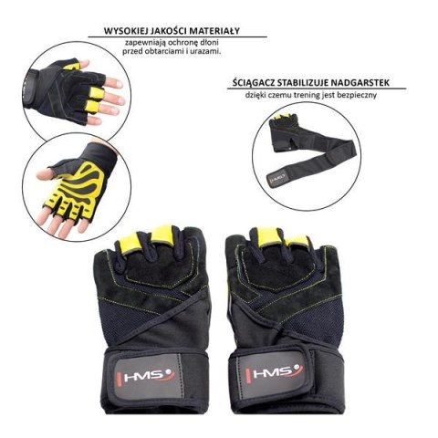 RST01 BLACK/YELLOW ROZM. XL RĘKAWICE NA SIŁOWNIĘ HMS RST01 BLACK/YELLOW ROZM. XL RĘKAWICE NA SIŁOWNIĘ HMS